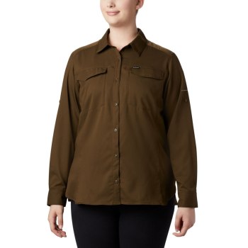 Columbia Silver Ridge Lite Long Sleeve Plus Size, Camisa Verde Oliva Para Mujer | 453190-DUQ